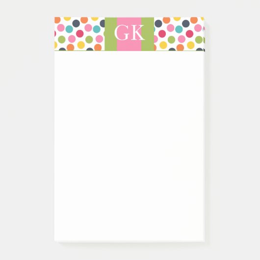 Post-it® Monogramme Pointe vert et rose Pointe Pointe Note (Devant)