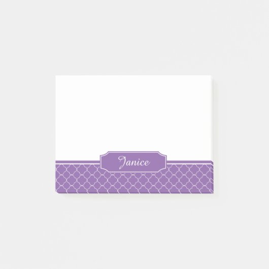 Post-it® Monogramme pourpre et blanc de Quatrefoil (Devant)