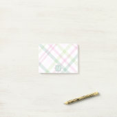 Post-it® Monogramme | Preppy Plaid (Sur un bureau)