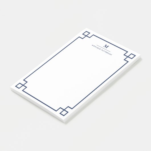 Post-it® Monogramme principal grec de frontière de bleu (Incliné)