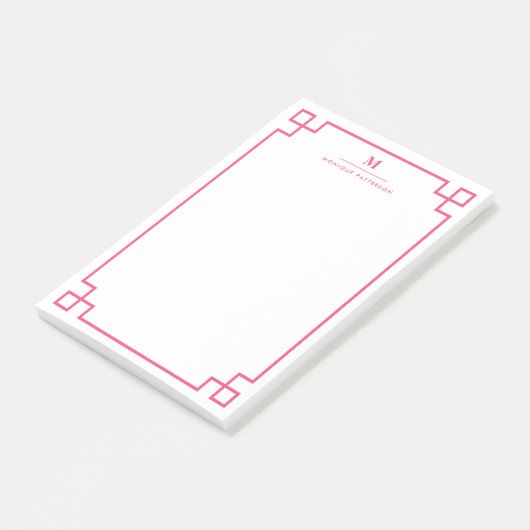 Post-it® Monogramme principal grec de frontière de roses (Incliné)