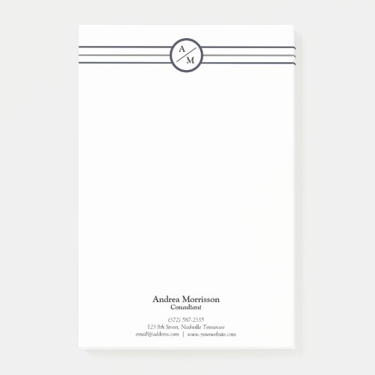 Post-it® Monogramme professionnel moderne (Devant)