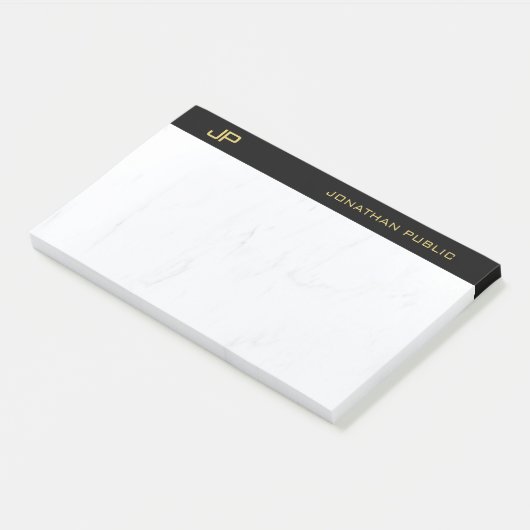 Post-it® Monogramme professionnel moderne Noir Or Simple (Incliné)
