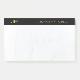 Post-it® Monogramme professionnel moderne Noir Or Simple