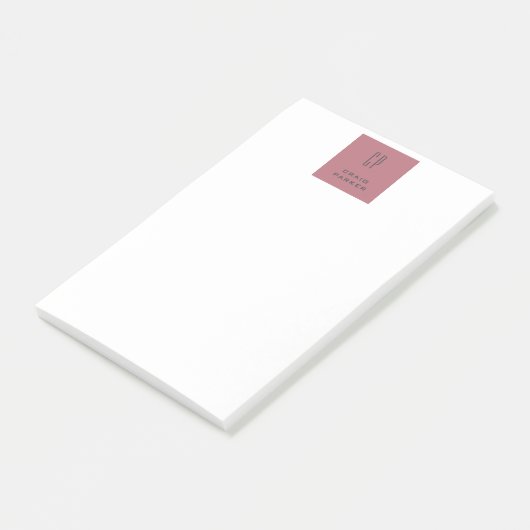 Post-it® Monogramme professionnel moderne Rose clair or bla (Incliné)