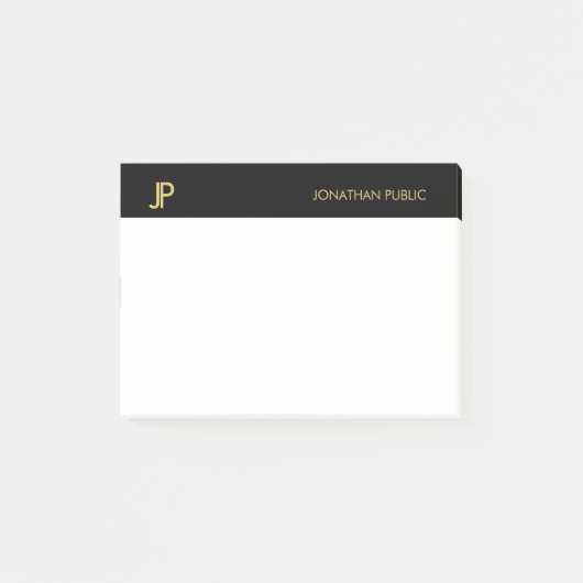 Post-it® Monogramme professionnel Noir Or Blanc (Devant)