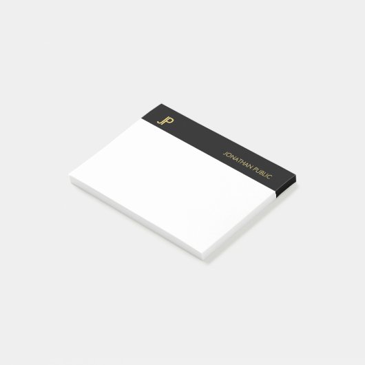 Post-it® Monogramme professionnel Noir Or Blanc (Incliné)