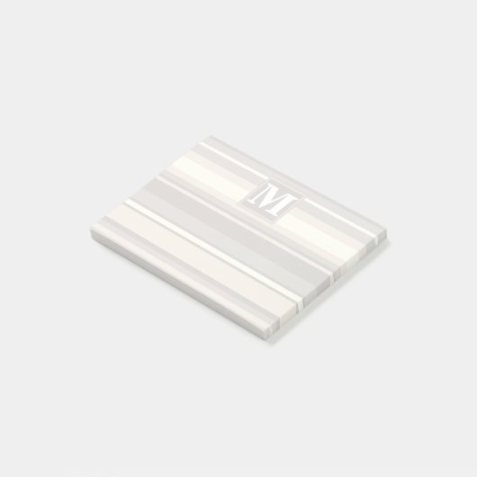 Post-it® Monogramme rayures beiges (Incliné)