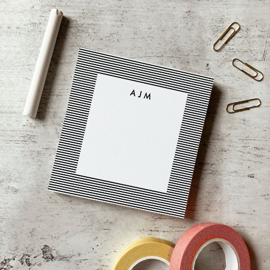Post-it® Monogramme Rayures Noir Classique
