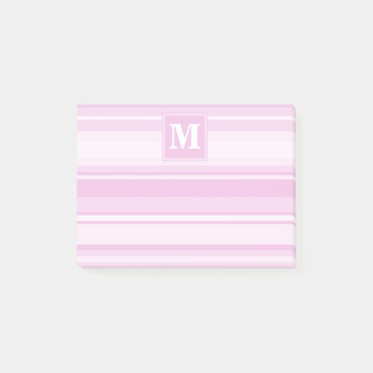 Post-it® Monogramme rayures rose bébé (Devant)