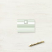 Post-it® Monogramme rayures vert pâle (Sur un bureau)