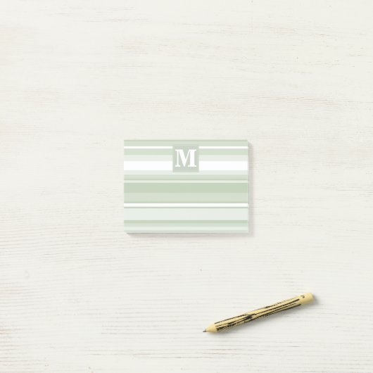 Post-it® Monogramme rayures vert pâle (Sur un bureau)