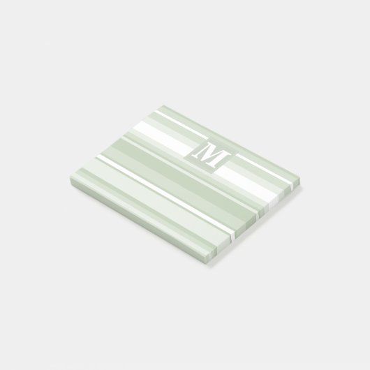 Post-it® Monogramme rayures vert pâle (Incliné)