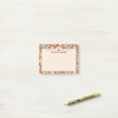 Post-it® Monogramme Rétro Fleurs Ditsy Abstraites (Sur un bureau)