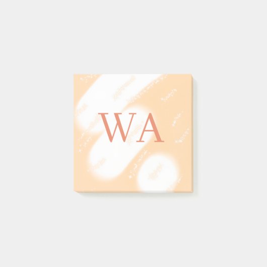 Post-it® Monogramme rétro gras blanc orange pêche pastel (Devant)