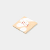 Post-it® Monogramme rétro gras blanc orange pêche pastel (Incliné)