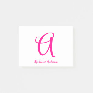 Post-it® Monogramme rose chaud moderne Feminine