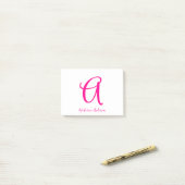 Post-it® Monogramme rose chaud moderne Feminine (Sur un bureau)