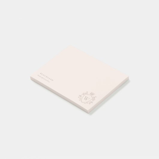 Post-it® Monogramme rose clair classique Cimier de couronne (Incliné)