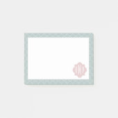 Post-it® Monogramme rose et vert de Quatrefoil (Devant)