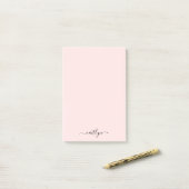Post-it® Monogramme rose Fille Script moderne personnalisé (Sur un bureau)