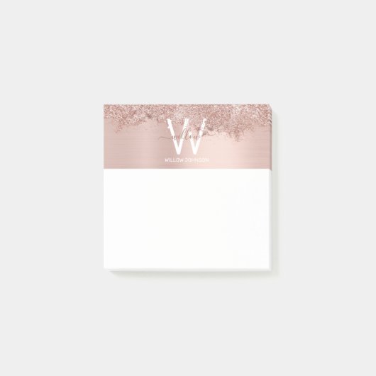 Post-it® Monogramme rose Gold Blush Rose Girl Parties scint (Devant)