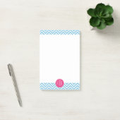 Post-it® Monogramme rose magenta avec Chevron bleu clair (Bureau)