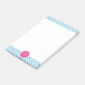 Post-it® Monogramme rose magenta avec Chevron bleu clair (Incliné)