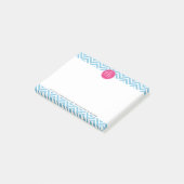 Post-it® Monogramme rose magenta avec Chevron bleu-clair (Incliné)