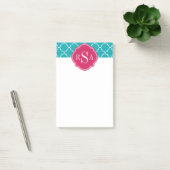 Post-it® Monogramme rose pâle de Trellis bleu (Bureau)