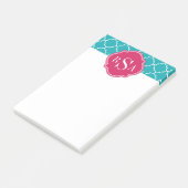Post-it® Monogramme rose pâle de Trellis bleu (Incliné)