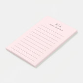 Post-it® Monogramme rose pâle minimaliste (Incliné)