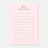 Post-it® Monogramme rose pâle minimaliste (Devant)
