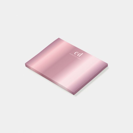 Post-it® monogramme rose pâle nom glamour (Incliné)