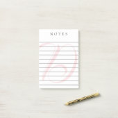Post-it® Monogramme rose pâle Notes liées (Sur un bureau)