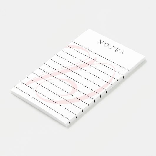 Post-it® Monogramme rose pâle Notes liées (Incliné)