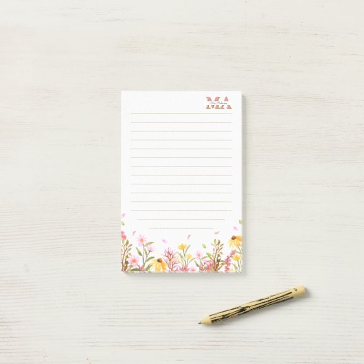 Post-it® Monogramme rose pâle - Notes post-it | Chi minimal (Sur un bureau)