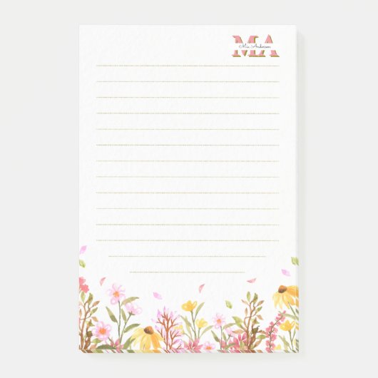 Post-it® Monogramme rose pâle - Notes post-it | Chi minimal (Devant)