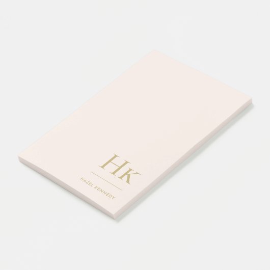 Post-it® Monogramme rose pâle Simple moderne féminin Minima (Incliné)