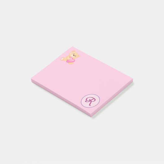 Post-it® Monogramme rose R (Incliné)