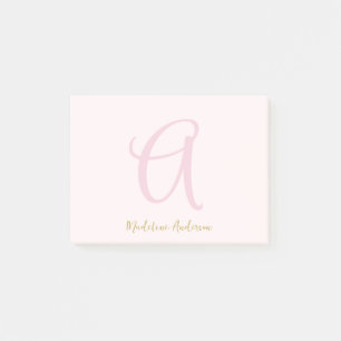 Post-it® Monogramme rose rose or moderne minimaliste