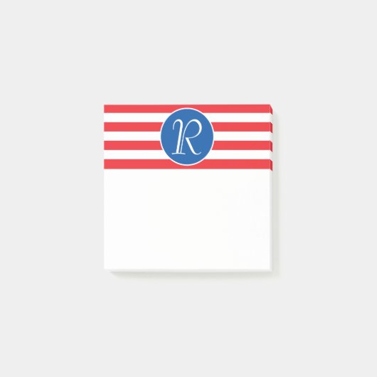 Post-it® Monogramme rouge blanc et bleu (Devant)