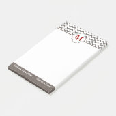 Post-it® Monogramme rouge gris Chevron Personnalisé (Incliné)
