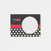 Post-it® Monogramme rouge noir blanc Polka point (Devant)