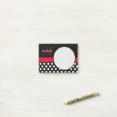 Post-it® Monogramme rouge noir blanc Polka point (Sur un bureau)