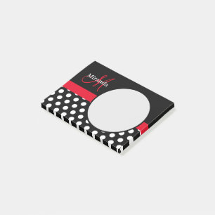 Post-it® Monogramme rouge noir blanc Polka point