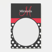 Post-it® Monogramme rouge Noir Blanc Polka Pot Notes post-i (Devant)