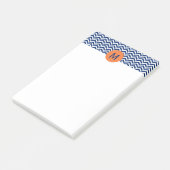 Post-it® Monogramme Royal Blue avec Motif Orange Chevron (Incliné)