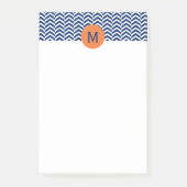 Post-it® Monogramme Royal Blue avec Motif Orange Chevron (Devant)
