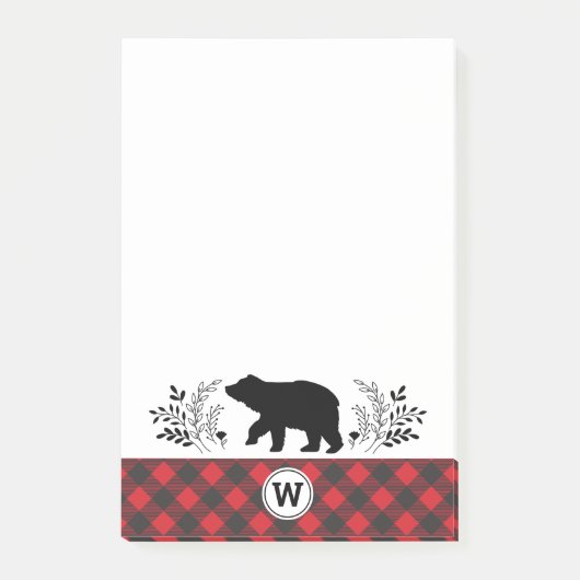 Post-it® Monogramme Russe Bear Buffalo Plaid (Devant)